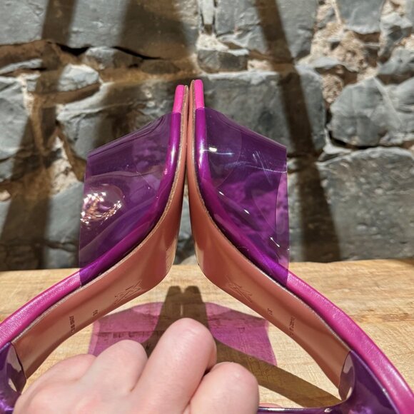 Amina Muaddi Purple Lupita Glass Heeled Mules - Picture 8 of 13